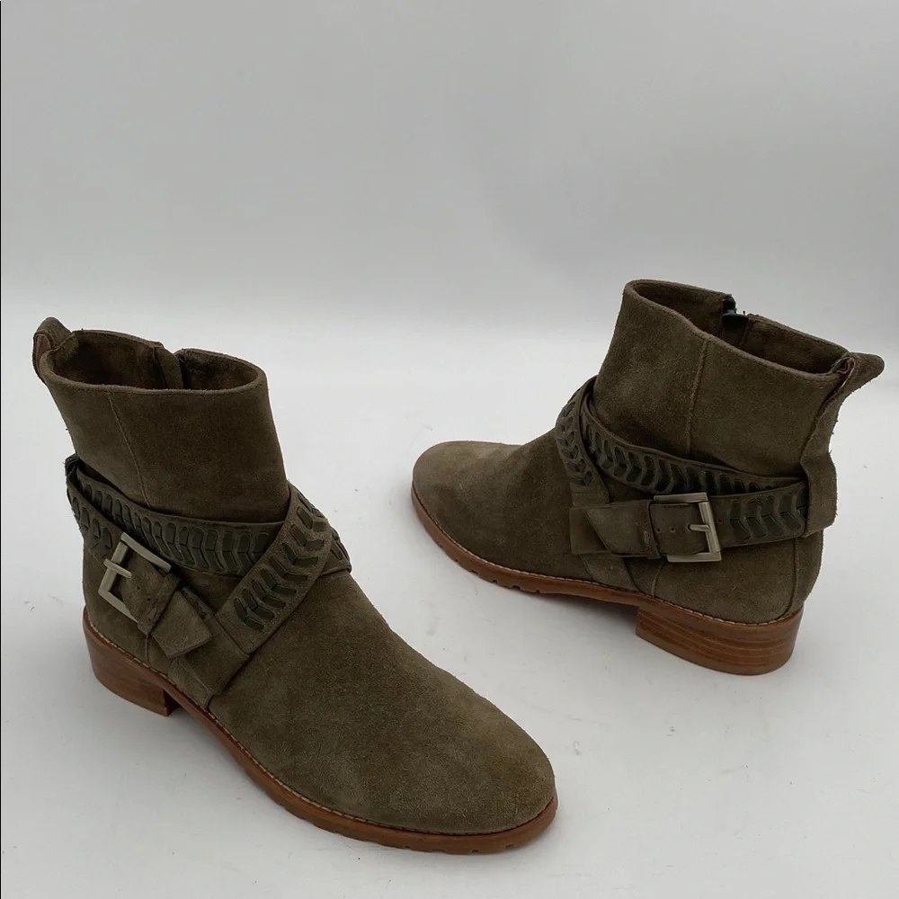Jack Roger Stylish Olive Ankle Boots Women 5.5M suede office casual festival Y2K